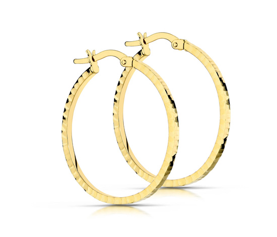 Złote kolczyki koła diamentowane 585 - 32 mm