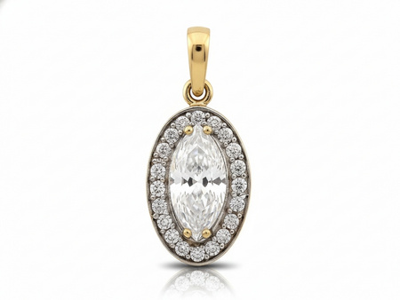 Złota zawieszka owalna z cyrkoniami