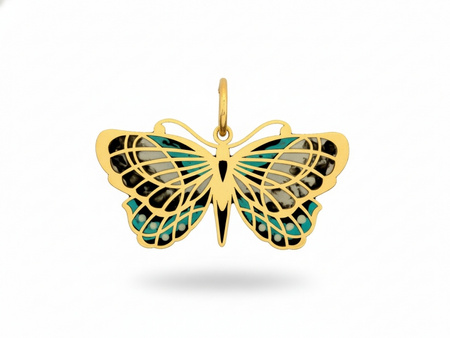 Zawieszka złota emaliowanym motylkiem