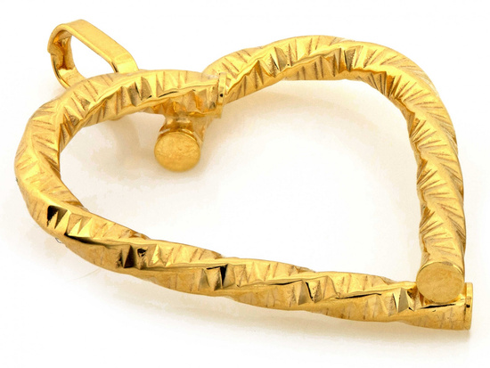 Zawieszka złota duże serce kontury wisiorek