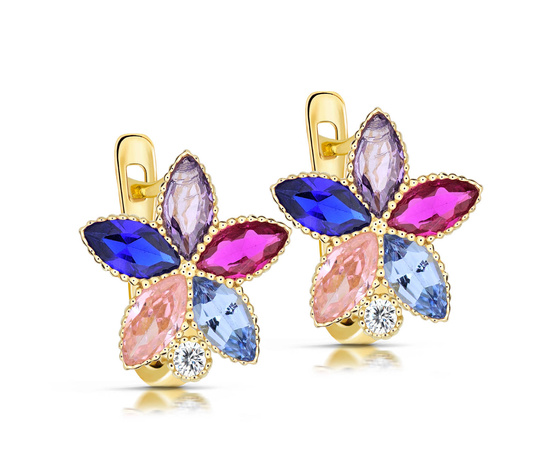 Złote kolczyki kwiatki 585 dla dziewczynki