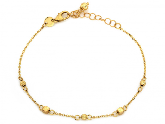 Bransoletka złota łańcuszek z kulkami i kostkami