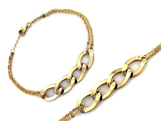 Bransoletka złota podwójny łańcuszek z grubą wstawką