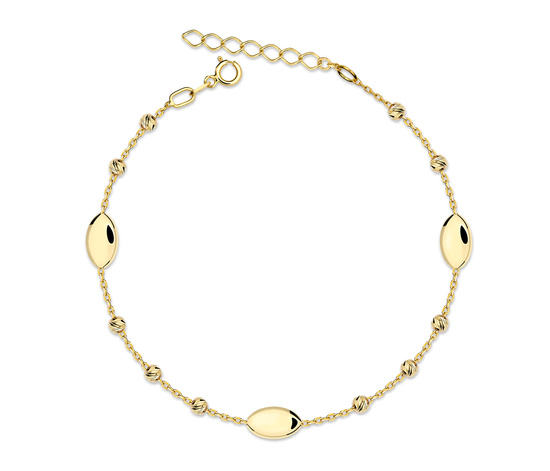 Złota bransoletka 375 łezki z kuleczkami