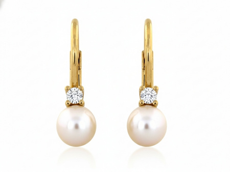 Złote kolczyki angielskie z perłą