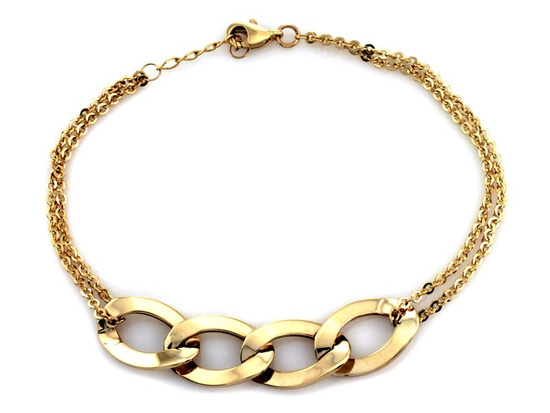 Bransoletka złota podwójny łańcuszek z grubą wstawką