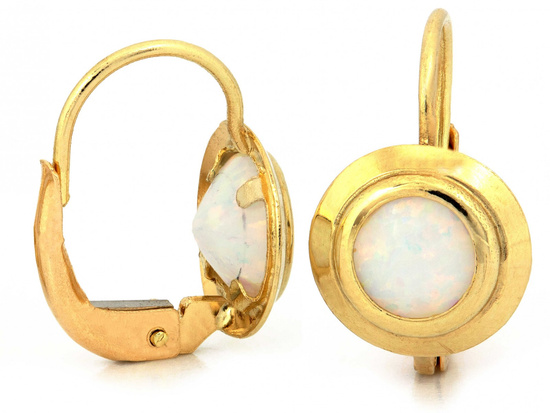 Kolczyki złote angielskie z opalem