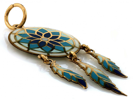 Zawieszka złota łapacz snów z emalią