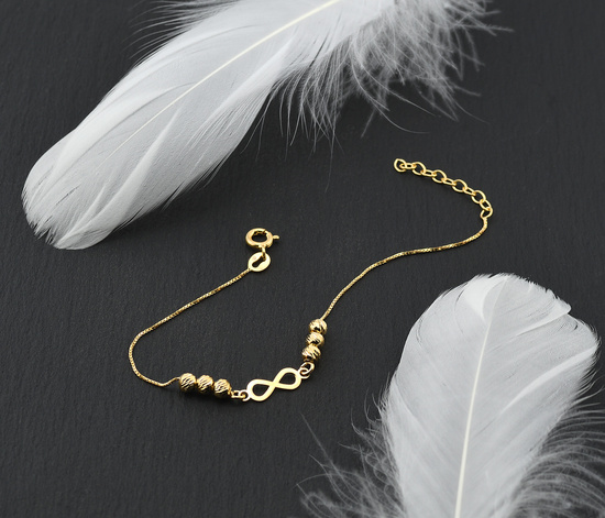 Złota bransoletka 925 nieskończoność z kuleczkami - 15,5 - 18,5 cm