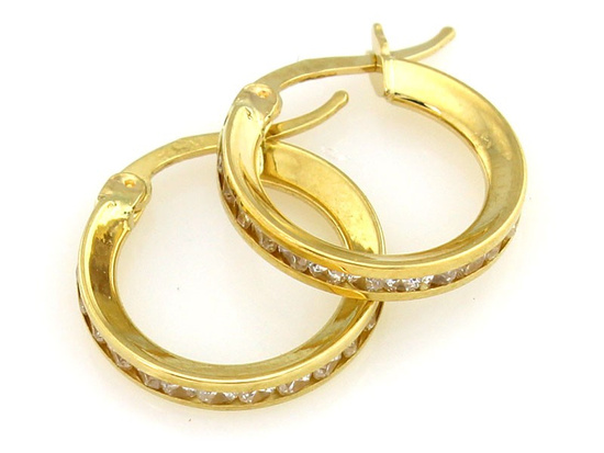 Kolczyki złote koła z cyrkoniami