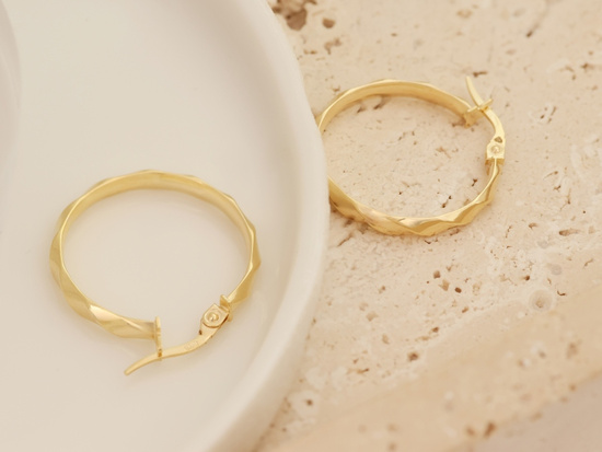 Kolczyki złote koła kółka zdobione 26mm