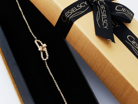 Bransoletka złota łańcuszkowa z błyszczącymi kulkami