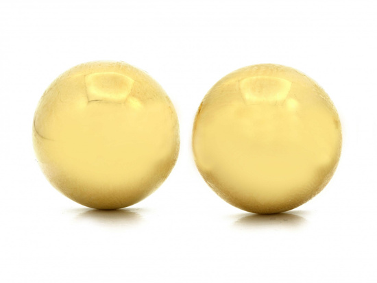 Kolczyki złote duże dmuchane pinezki przy uchu na sztyfcie