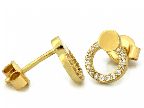 Złote kolczyki z cyrkoniami okrągłe