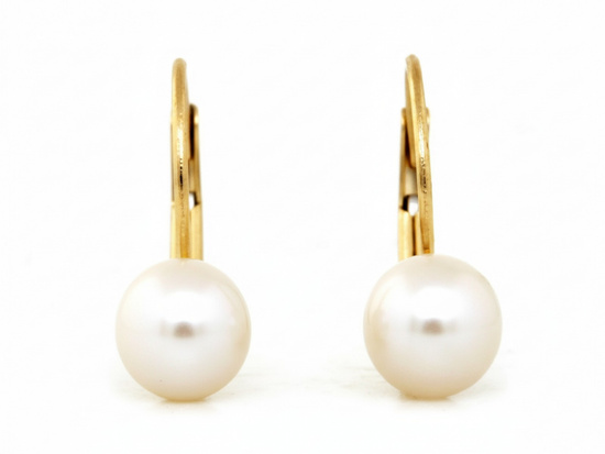 Kolczyki złote z perłą angielskie zapięcie