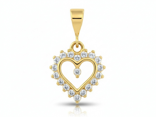 Serce złote z cyrkoniami zawieszka 