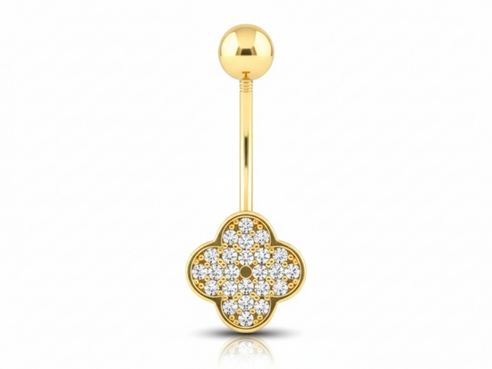 Złoty kolczyk do pępka z cyrkoniami