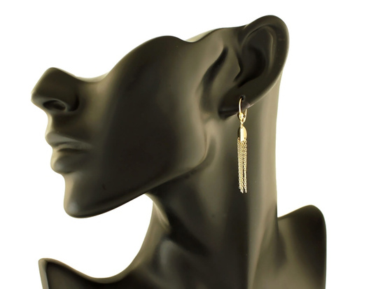 Kolczyki złote z wiszącymi łańcuszkami