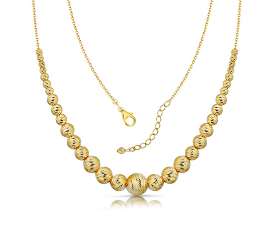 Złoty naszyjnik 585 z diamentowanymi kulkami