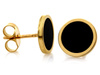 Złote kolczyki okrągłe na sztyfcie z czarnym kamieniem