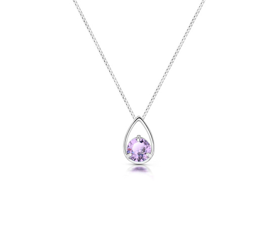 Naszyjnik srebrny 925 z naturalnym ametystem - łezka