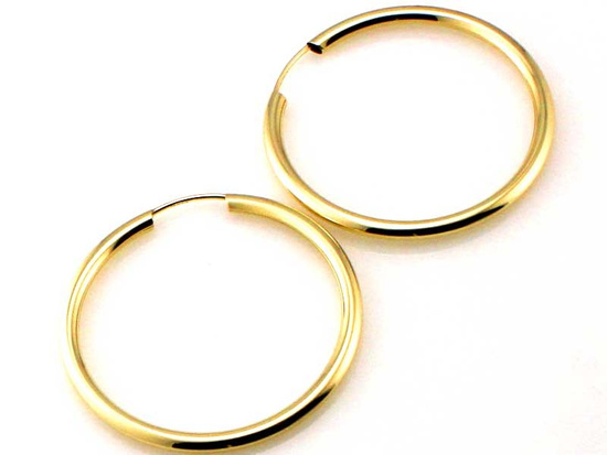 Kolczyki złote koła dmuchane 35mm szarniry