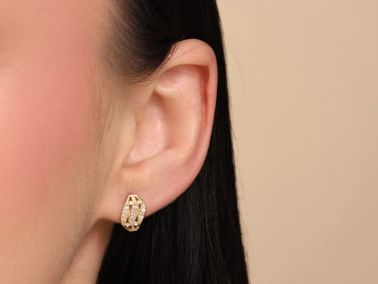 Kolczyki złote z cyrkoniami subtelne angielskie zapięcie