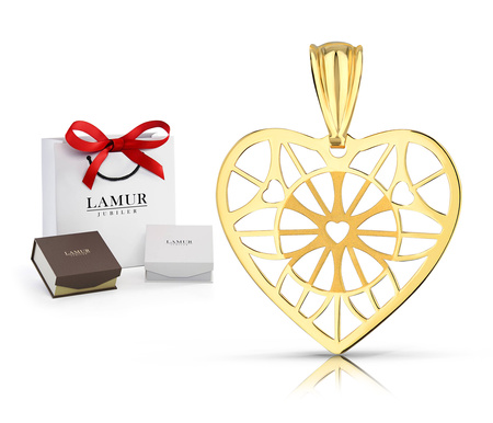 Złota zawieszka 585 - ażurowe serce