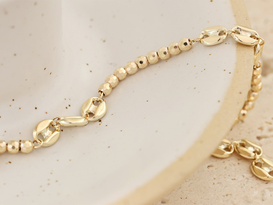 Bransoletka złota elementowa z kulkami