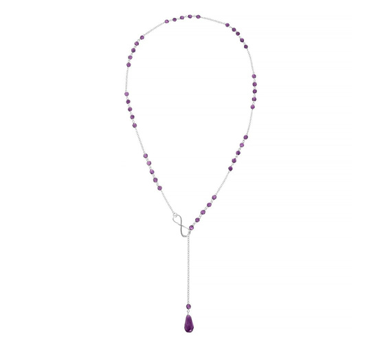 Naszyjnik srebrny 925 z 42 naturalnymi ametystami - nieskończoność