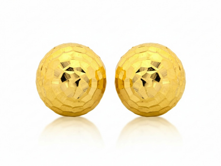 Złote kolczyki diamentowane kulki na sztyft