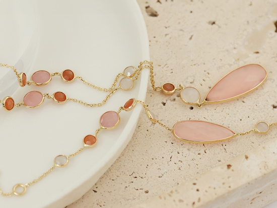 Bransoletka złota  z naturalnymi kamieniami