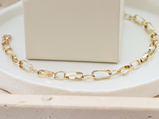 Złota bransoletka oryginalna modna efektowna duże ogniwa