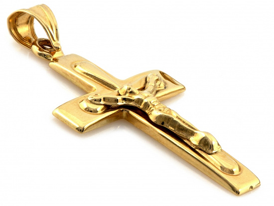 Krzyżyk złoty wisiorek zawieszka z Jezusem
