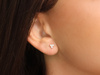 Kolczyki złote delikatne trzy cyrkonie przy uchu na sztyfcie