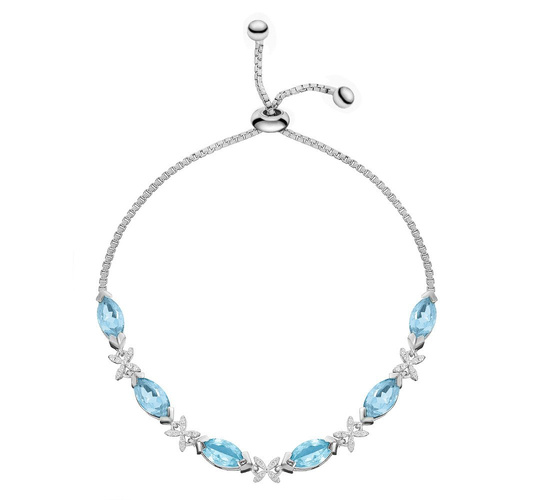 Bransoletka srebrna 925 z 6 naturalnymi topazami i diamentowymi cyrkoniami