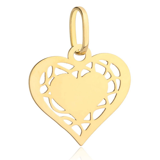 Złota zawieszka 585 - serce ażurowe