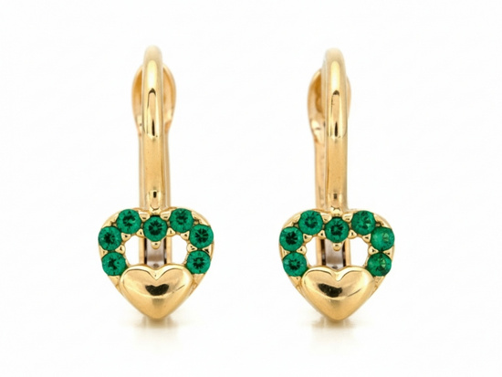 Kolczyki dla dziewczynki z zielonym serduszkiem na prezent