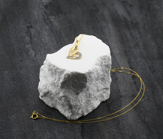 Złoty naszyjnik 585 - serce, nieskończoność 