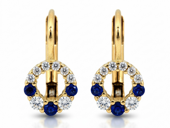 Kolczyki złote angielskie z cyrkoniami