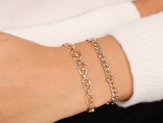 Bransoletka złota delikatne błyszczące elementy z kulkami