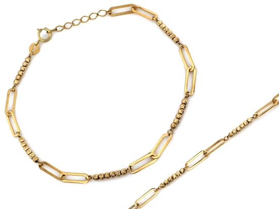 Bransoletka złota modna z kuleczek i dużych ogniw