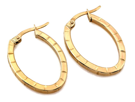 Kolczyki złote sztywne owalne zdobione