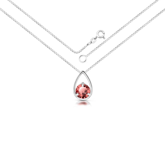 Naszyjnik srebrny 925 z naturalnym granatem - łezka