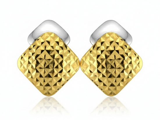 Kolczyki sztyft kwadrat diamentowany z białym złotem