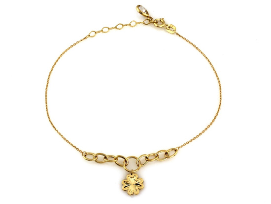 Złota bransoletka z koniczynką łańcuszkowa