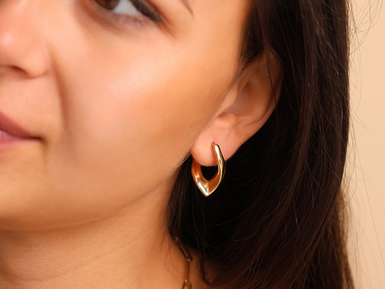 Kolczyki złote modne nowoczesne angielskie dmuchane