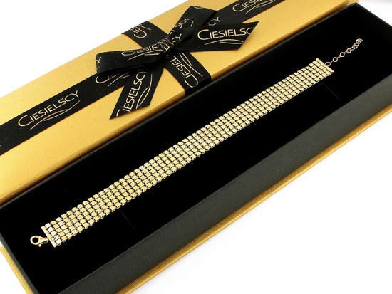 Złota bransoleta szeroka z małych ruchomych kwadracików