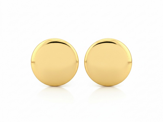 Kolczyki z żółtego złota okrągłe błyszczące na sztyfcie