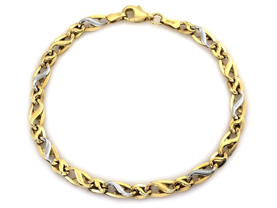 Branoletka złota gruby dwukolorowy łańcuszek na rękę